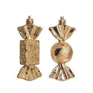 Enfeite para Pendurar Balas Sortidas Ouro - 4 Un