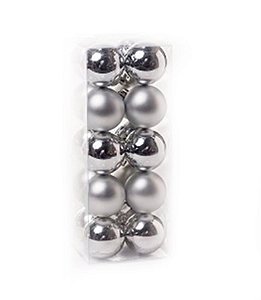 Bola de Natal Sortidas Prata 4cm - 20 Un