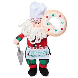 Enfeite Maçãneta Noel Chef Verde e Vermelho 44cm (Bologna)