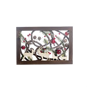 Quadro Decorativo Natalino Deitado Marfim (Chalé)