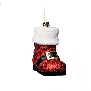 Enfeite para Pendurar Bota Glitter Vermelho - 2 Um