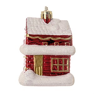 Enfeite para Pendurar Casa Glitter Vermelho - 3 Un