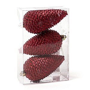 Enfeites para Pendurar - Pinha (12x6cm) Vermelho 03 Un