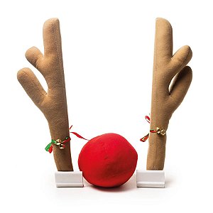 DeCoração para AutoMóvel Rena Vermelho e Marrom - 3 Un