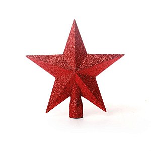 Estrela com Glitter Vermelho 15cm