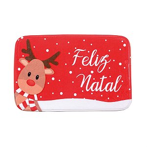 Tapete com Rena e Feliz Natal Vermelho