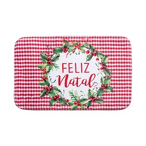 Tapete de Natal Quadrado e Feliz Natal Vermelho (Tapetes Natalinos)