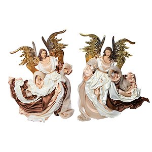 Anjos com Asas Marfim e Marfim (Sagrada Família em Tecido) - 2 Un
