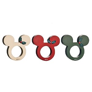 Natal Disney - Argola de Guardanapo Mickey Colorido - 3 Peças