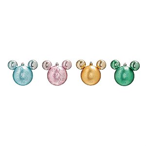 Natal Disney - Bola Arabesco 4 Verde de Cor 8cm - 4 Un