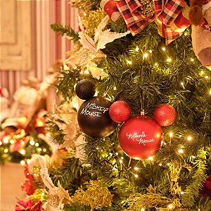 Natal Disney - Bola Assinatura Mickey e Minnie 10cm - 2 Un