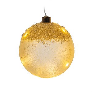 Iluminação de Natal - Bola com Vidro 10 Leds Fosca Branco 12cm