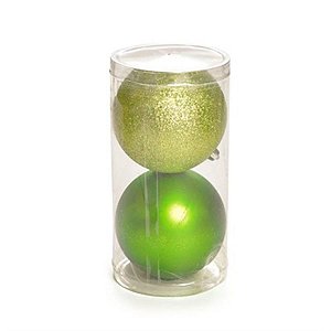 Bola de Natal Mate / Glitter Verde Claro 10cm - 2 Un