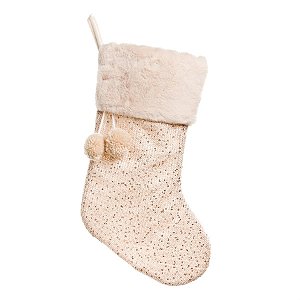 Bota Natalina com Pompom Ouro (Sparkling) - 1 Unidade