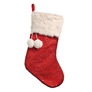Bota Natalina com Pompom Vermelho (Sparkling) - 1 Unidade