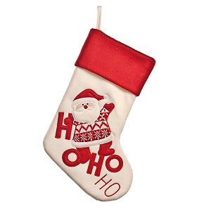 Bota Natalina Hohoho Branco e Vermelho (Saias e Acessórios) - 1 Unidade