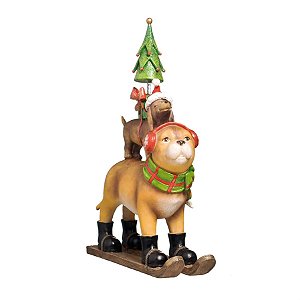 Natal Pet - Cachorro com Esqui Colorido