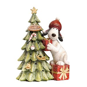 Natal Pet - Cachorro Decorando Pinheiro Colorido