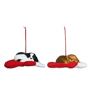 Cachorro Deitado na Luva Branco e Vermelho