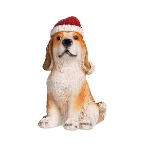 Cachorro Sentado com Gorro Marfim