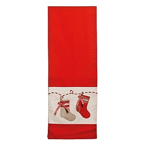 Caminho de Mesa Botas Natalinas Colorido 180X35cm (Unique) - 1 Unidade