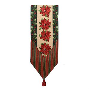 Caminho de Mesa Poinsettia Vermelho e Verde 180X33 cm (Living)  - 4 Unidades