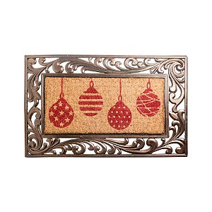 Capacho de Natal Bem Vindo com Borda Vermelho (Capachos Natalinos) - 1 Unidade