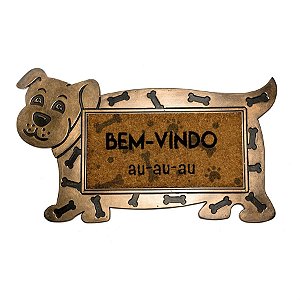 Capacho Cachorro com Bem Vindo Marfim