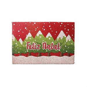 Capacho de Natal Pinheiros Verde e Vermelho (Capachos Natalinos) - 1 Unidade