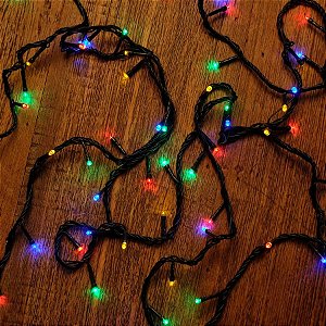 Pisca Pisca com 200 Leds Colorido 8 Funções Cordão Verde 2m 120V