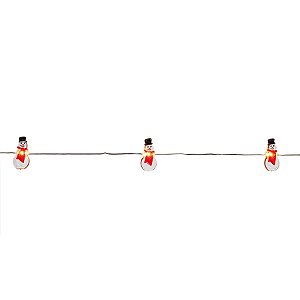 Iluminação de Natal - Pisca Pisca com Boneco de Neve 20 Leds 2 Pilha AA Preto e Vermelho