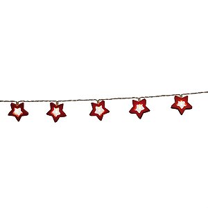 Pisca Pisca com 8 Leds Estrela Vermelha Cordão Incolor 1,20m 2 Pilha AA
