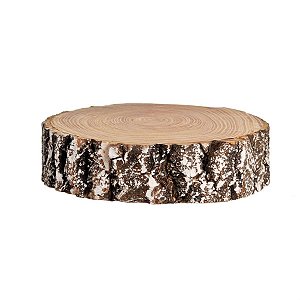 Disco de Madeira Nevado Marrom e Branco 5X20cm
