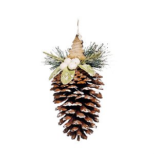 Enfeite de Pinha Bege 12cm