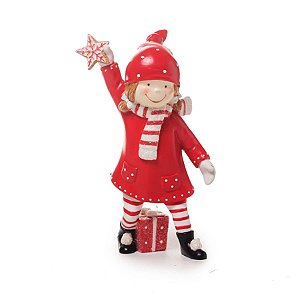 Enfeite Menina com Floco de Neve Vermelho (Sweet Sugar) - 4 Un