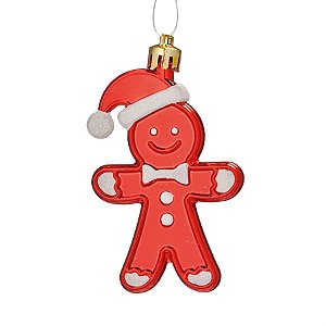 Efeite para Pendurar Gingerbread Vermelho - 3 Un