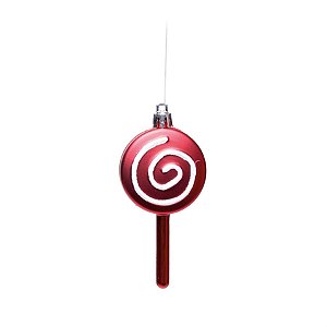 Enfeite para Pendurar - Pirulito Vermelho e Branco (Bakery) - 3 Peças