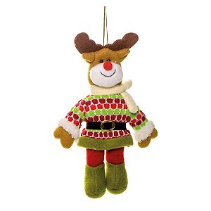 Enfeite para Pendurar Rena Vermelho e Verde (Fun) - 12 Un