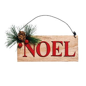 Enfeite Placa Noel Bege 15cm (Chalé)