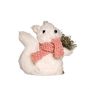 Esquilo com Cachecol Branca 15 cm