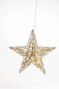 Estrela Glitter 20 Leds Ouro 30 cm