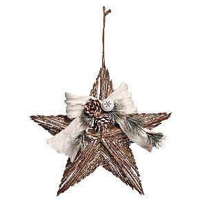 Estrela Laço Tricot com Pinha Marrom