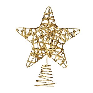 Estrela Vazada Glitter Ouro