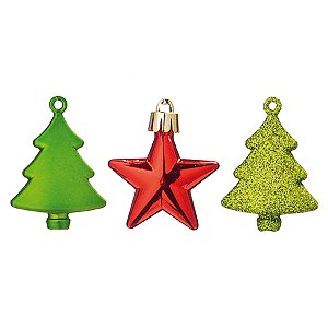 Estrelas para Pendurar Vermelho e Verde 5 cm
