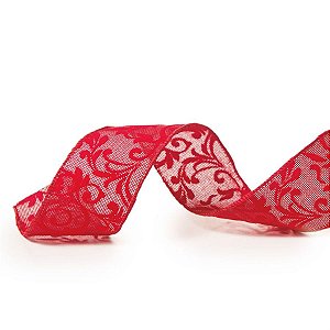 Fita de Natal Folhas Vermelho 6,3cm - 1 Un