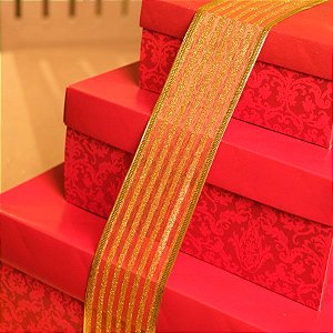 Fita de Natal Listras Ouro 6,3cm - 1 Un