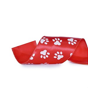 Natal Pet - Fita Patinhas Vermelho e Branco 6,3cm - 1 Un