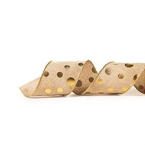 Fita Po· Natural e Ouro 6,3 cm x 9,14 mts