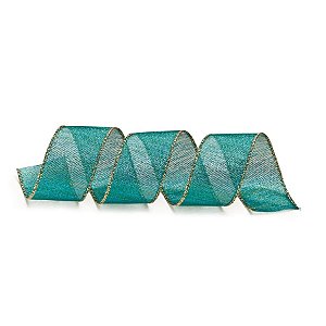 Fita de Natal Verde e Azul 6,3cm (Fita para Presente) - 1 Un