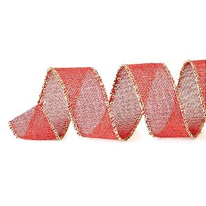 Fita de Natal Vinho e Ouro 3,8cm - 1 Un
